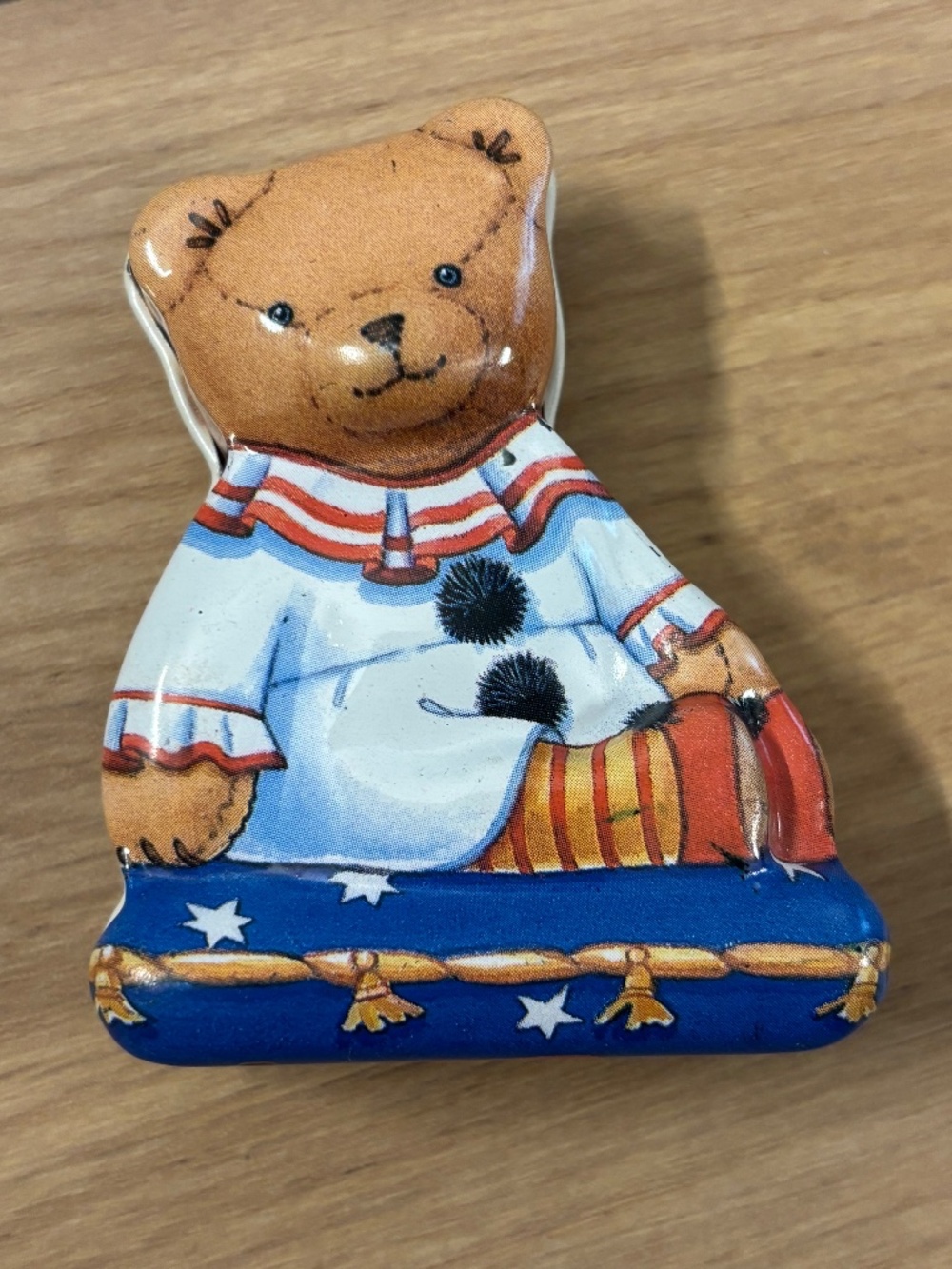 Vintage Teddy Bear Metal Trinket Tin